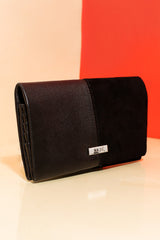 Womens leather long wallet in black colour with spacious design and pockets by JULKE