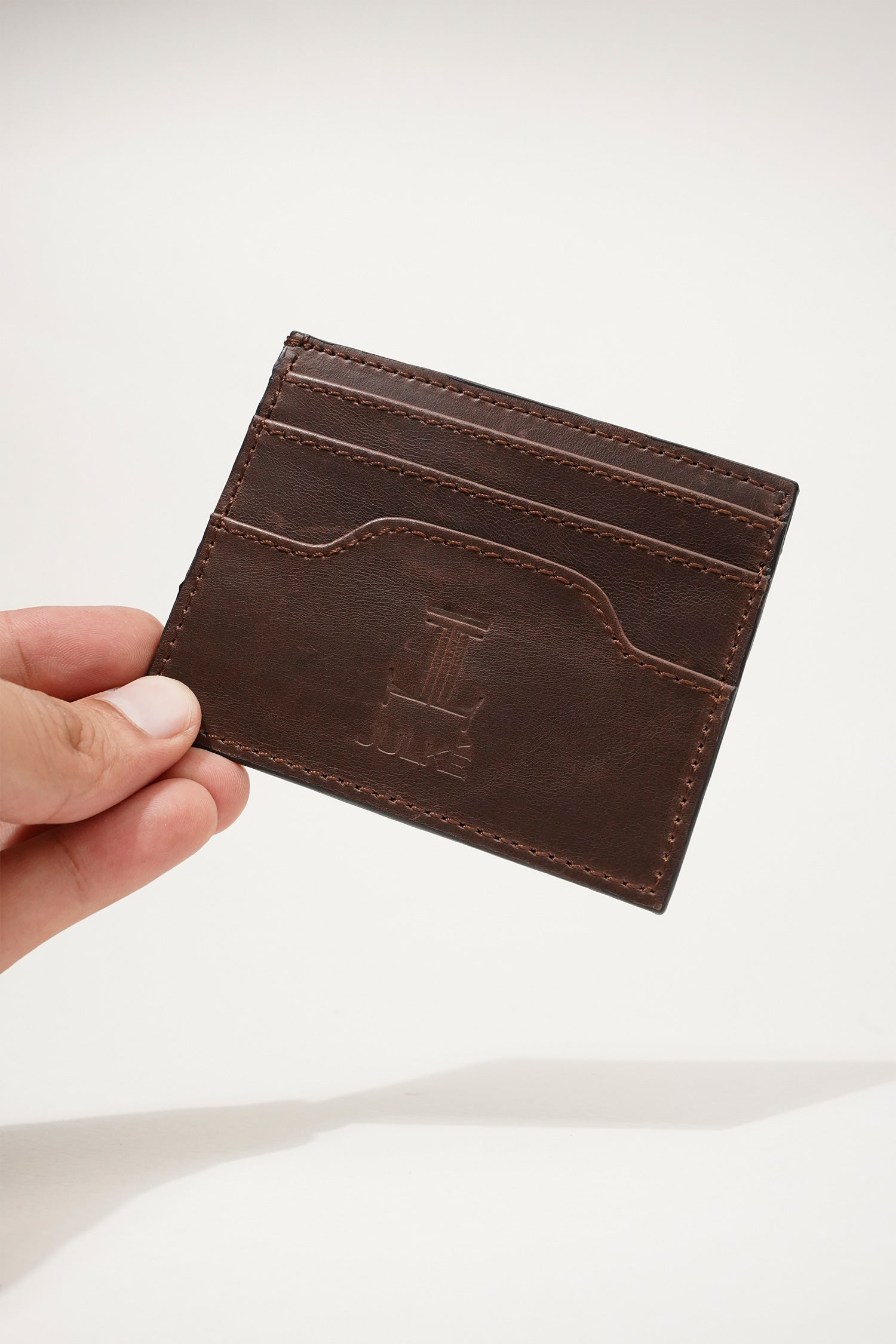Mens leather card holder in dark brown colour by JULKE