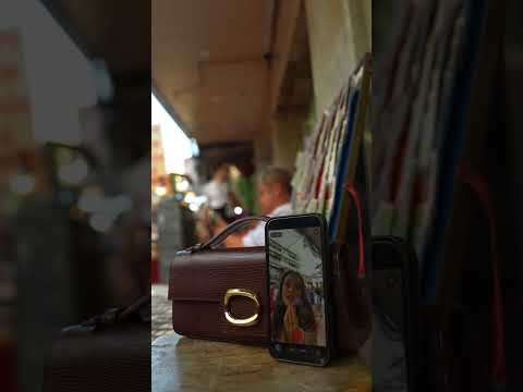 Womens leather top handle shoulder bag in dark brown colour with reptile texture and oval gold buckle by JULKE.