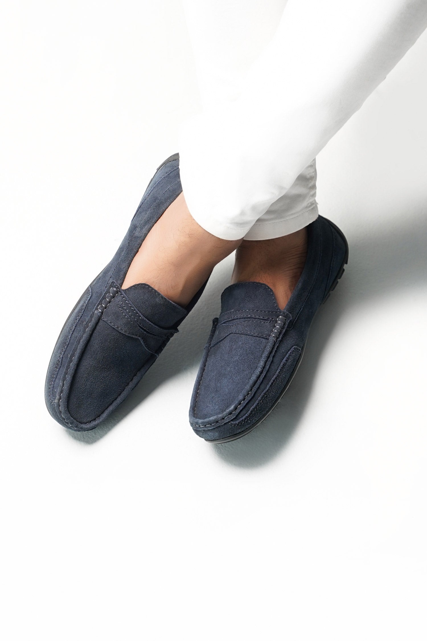 Mens original leather moccasins in dark blue colour by JULKE