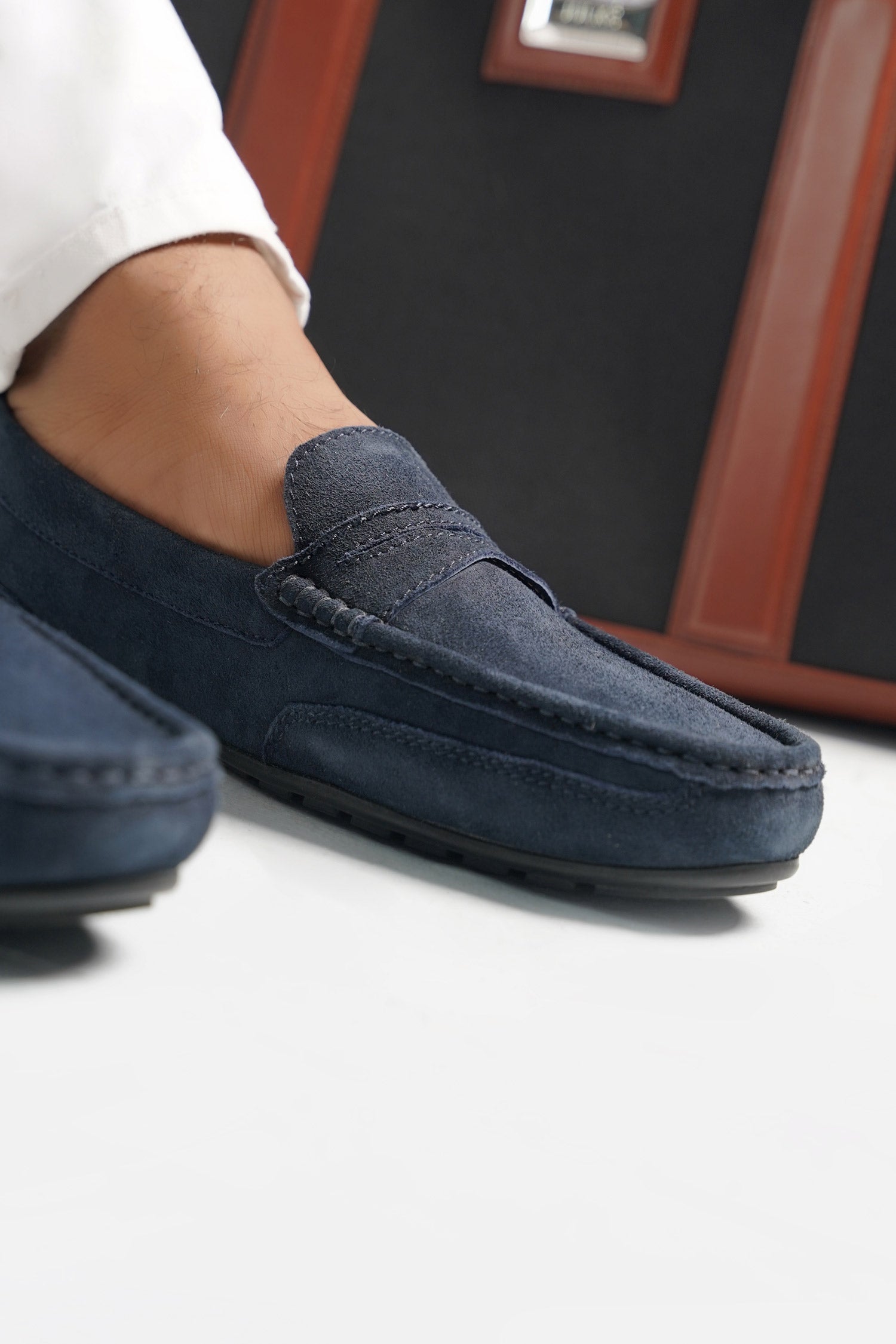 Mens original leather moccasins in dark blue colour by JULKE