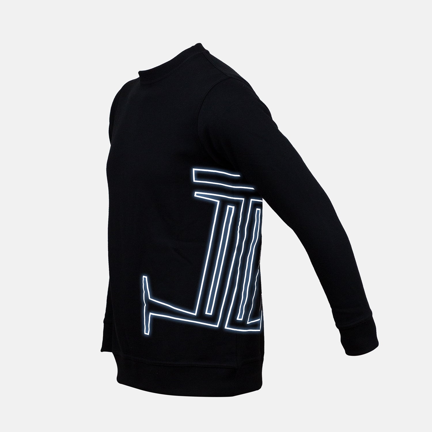 Mens winter sweatshirt in black colour with white screen printed logo by JULKE.