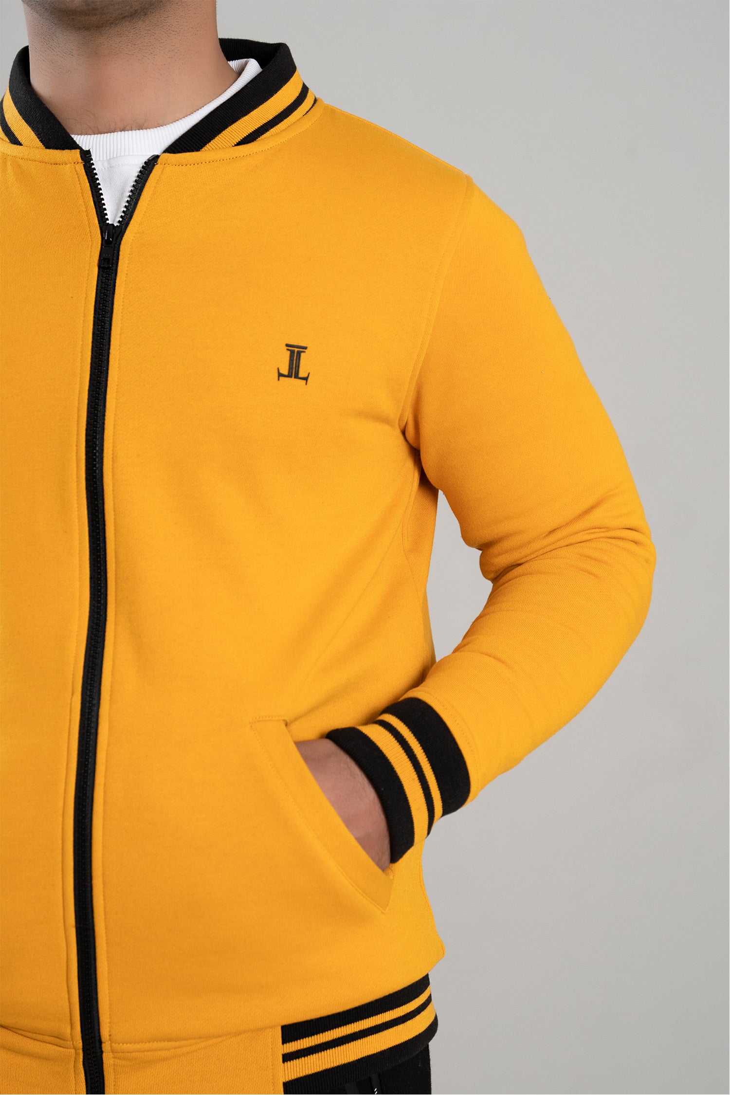 Mens winter fleece jacket in yellow colour by JULKE