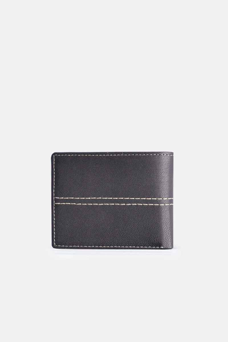Mens original leather wallet in black colour with contrast stitching by JULKE