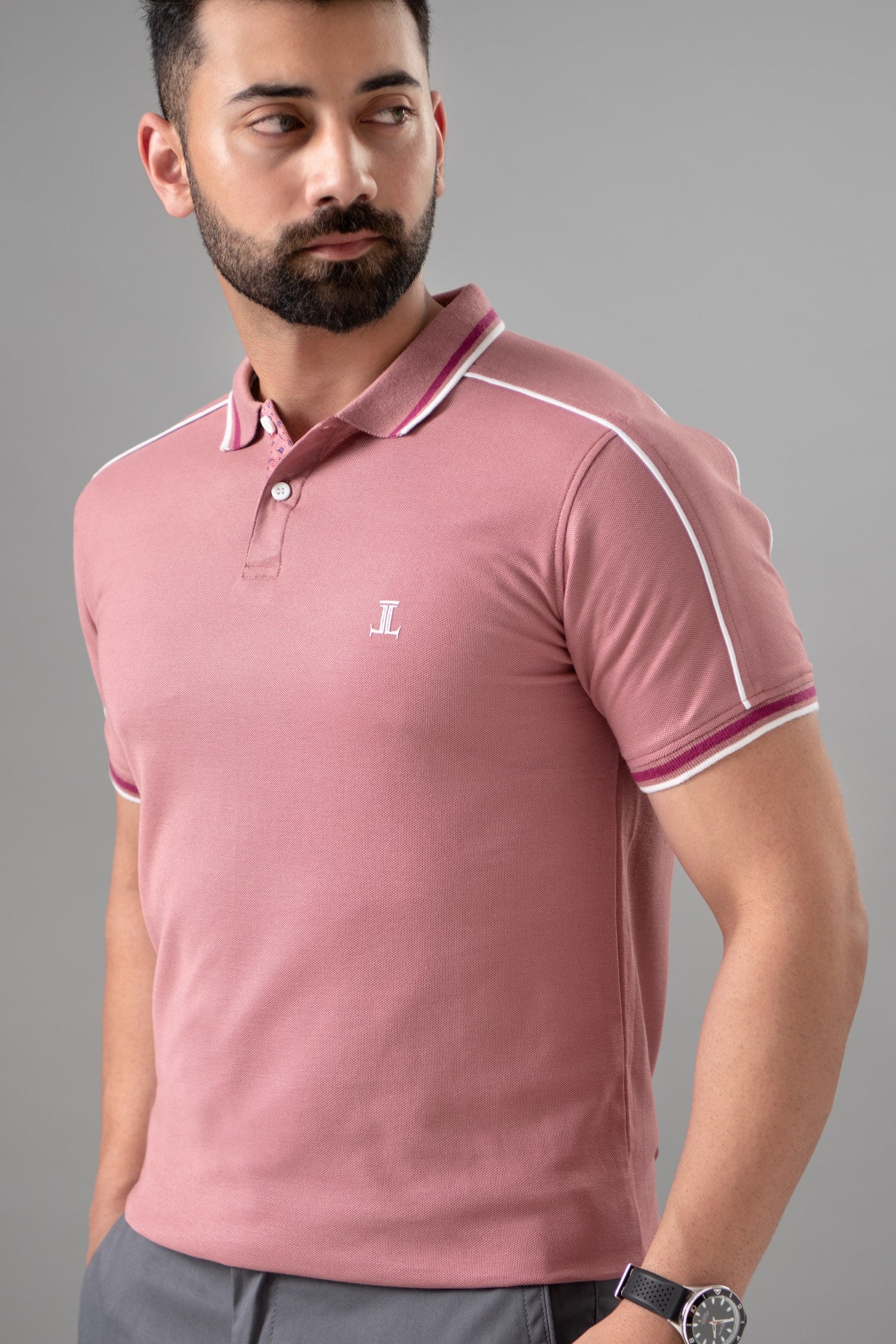 Monty Summer Polo Shirt for Men in Pink Colour JULKE