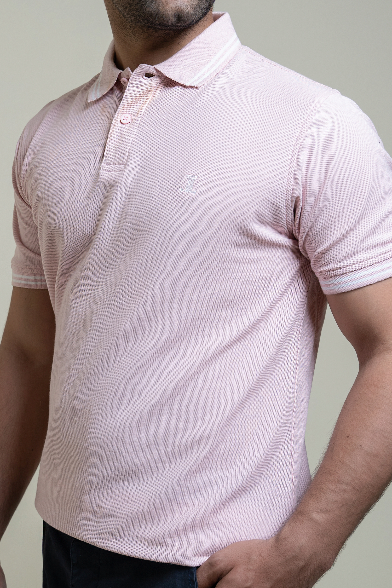 Mens summer polo shirt in light pink by JULKE.