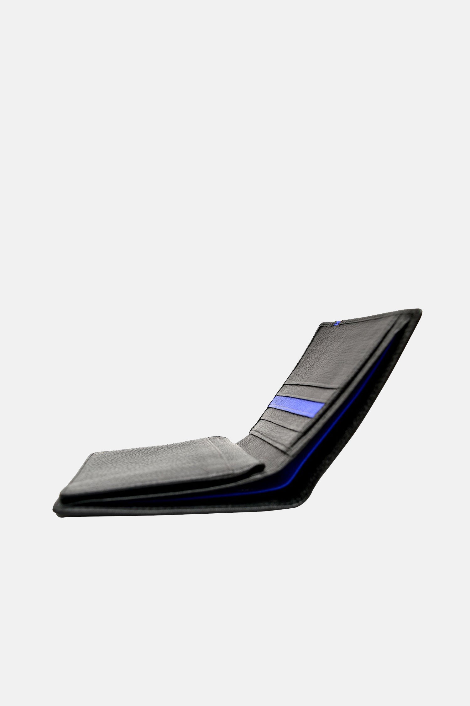 Mens original leather wallet in medium size in black colour with blue strip by JULKE