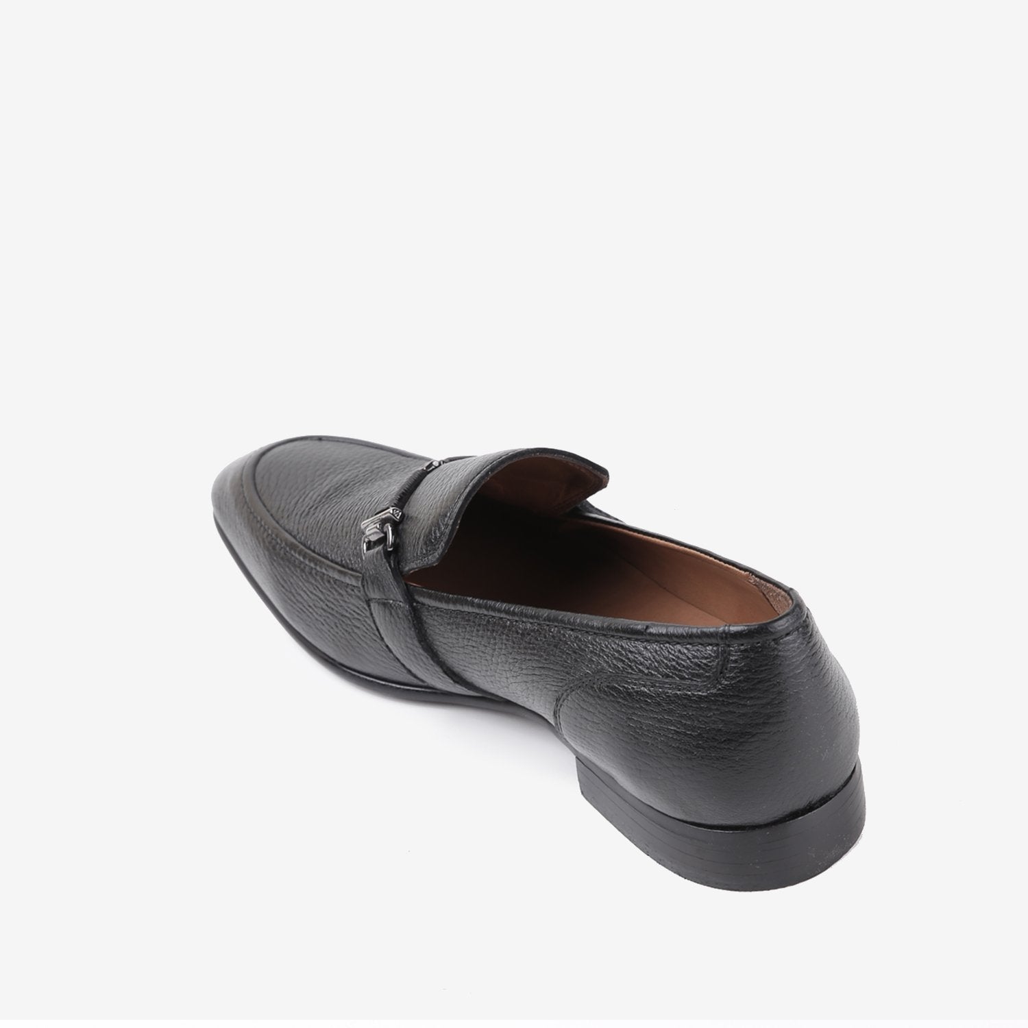 Mens original deerskin leather shoes in black colour with silver buckle by JULKE.