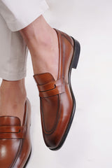 Mens original leather shoes in dark brown colour with two tone by JULKE 