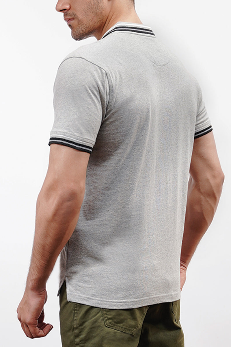 Ashton Mens Summer Polo Shirt in Light Grey JULKE JULKE