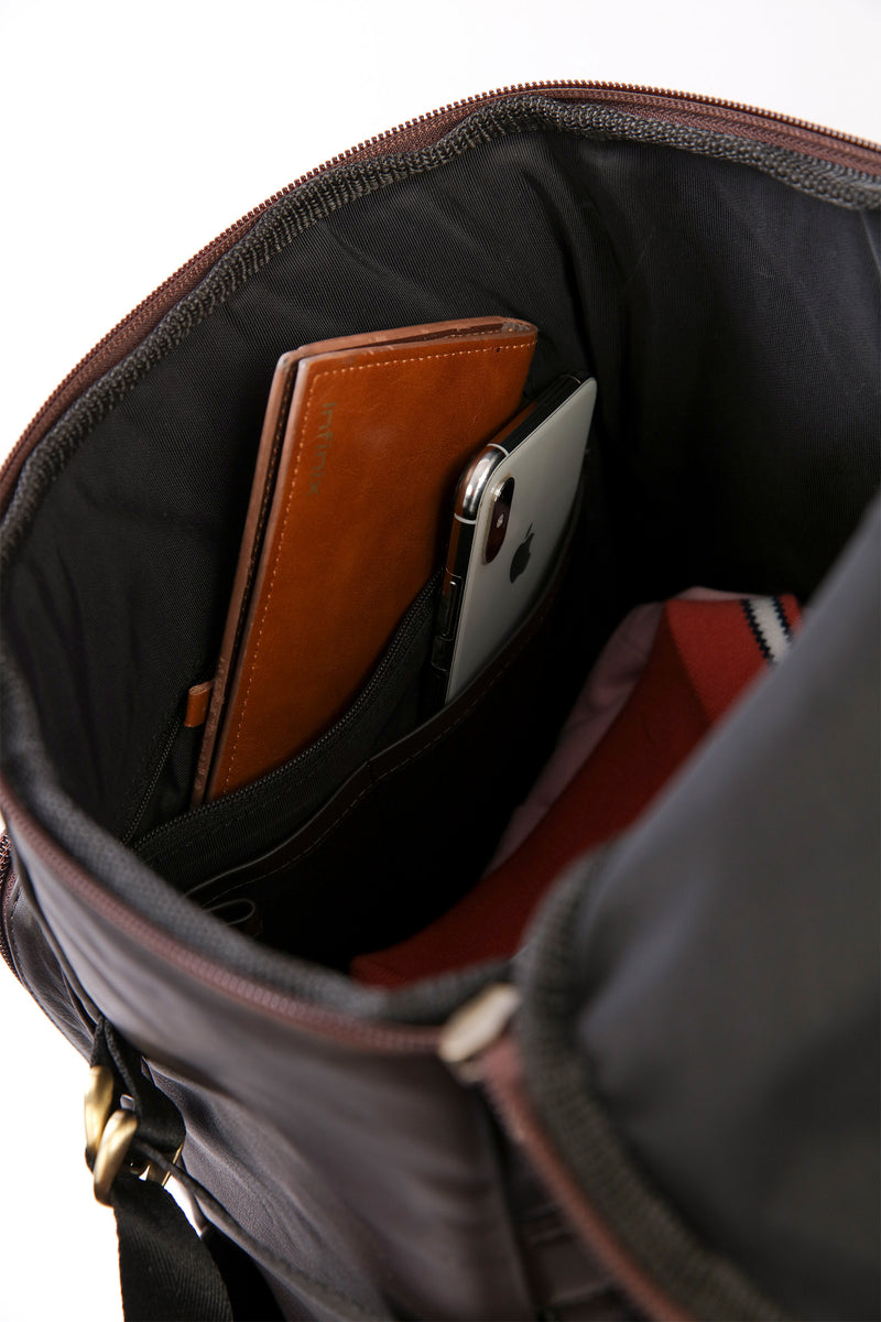 Grey leather backpack 2025 mens