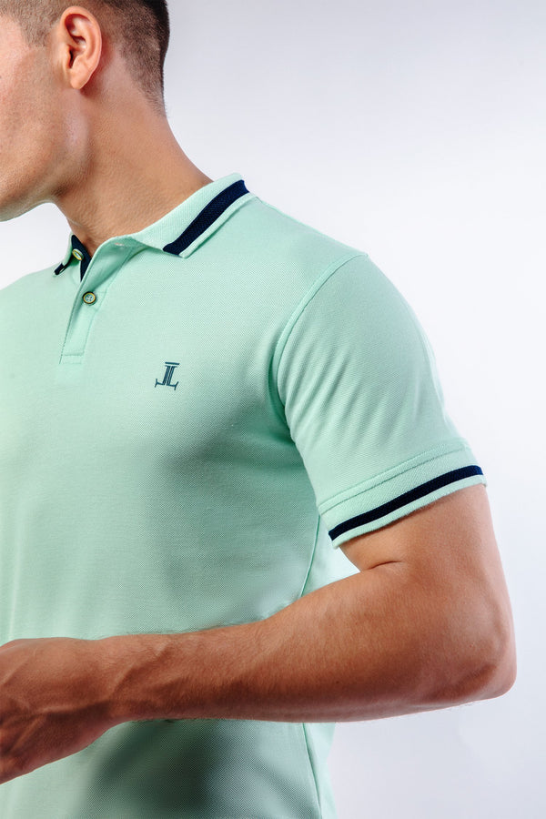 Mens summer polo shirt in mint green with collar bone by JULKE