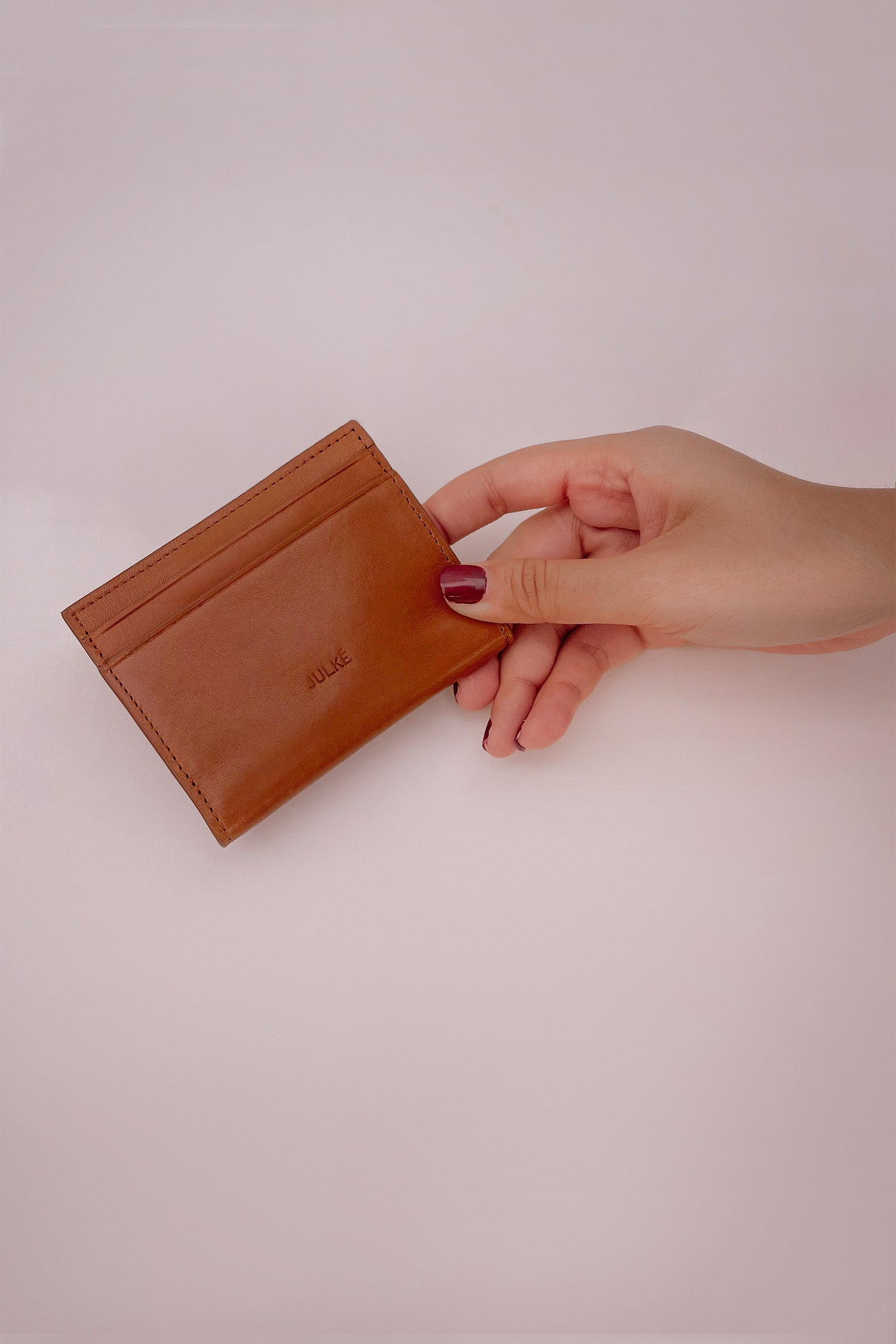 Mens original leather card holder wallet in tan colour by JULKE