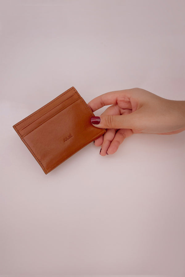 Mens original leather card holder wallet in tan colour by JULKE