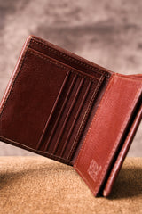Mens original leather wallet with crocodile texture in medium size in maroon colour by JULKE