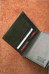 Mens original leather wallet with crocodile texture in medium size in green colour by JULKE