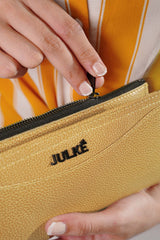 Womens leather long wallet in beige colour with spacious pockets by JULKE