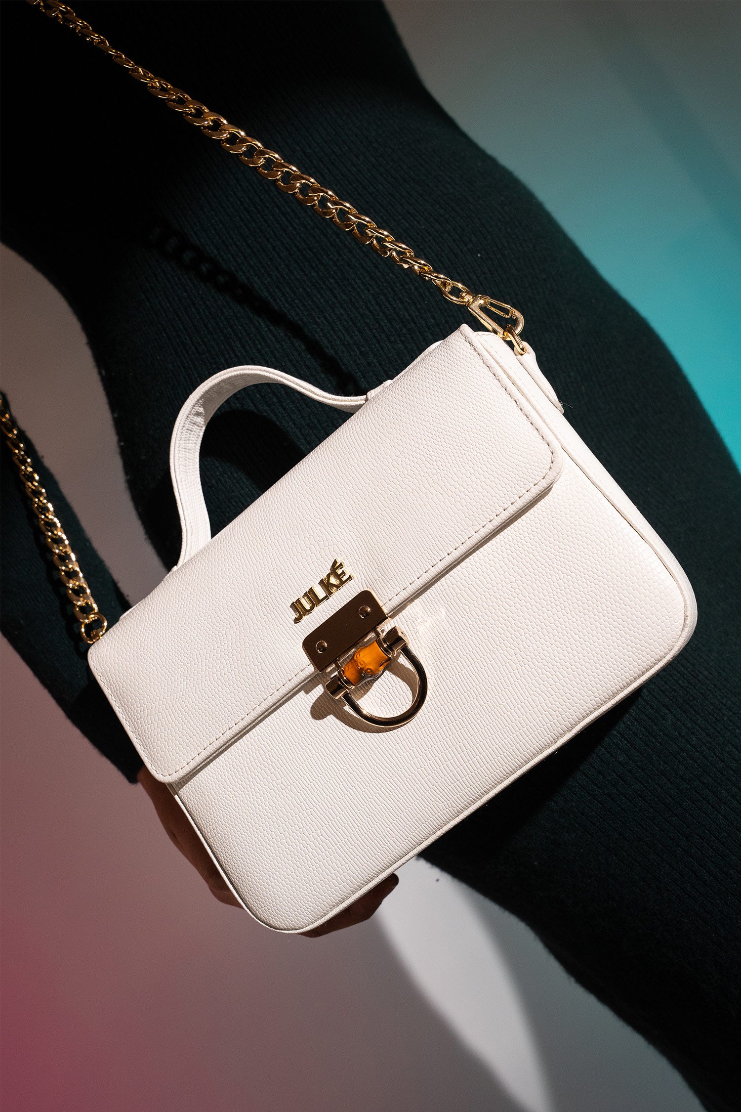 Helene Women's Leather Top Handle Shoulder Bag In Black Reptile