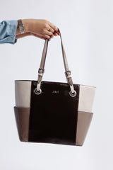 Womens leather tote bag in 3 colours with glossy feel by JULKE