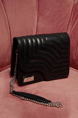 Women leather shoulder bag in black colour with quilting by JULKE
