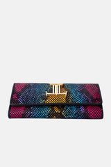Womens leather long wallet in multi colour with  snake print by JULKE
