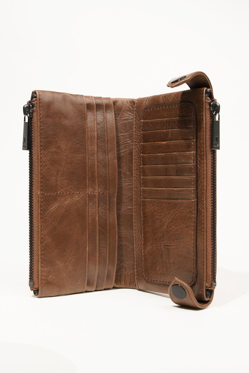 Oakes - Leather Long Wallet & Pouch In Brown | JULKE – JULKÉ