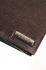 Mens leather long wallet in dark brown colour with reptile texture by JULKE