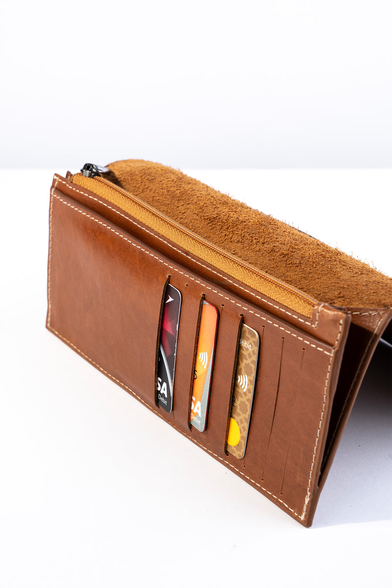 Mens leather long wallet in tan colour by JULKE