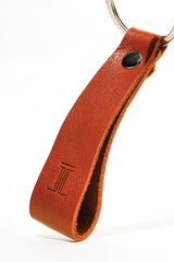 Leather key chain loop in tan colour with metal ring by JULKE