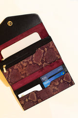 Womens original leather long wallet with reptile texture in red colour by JULKE