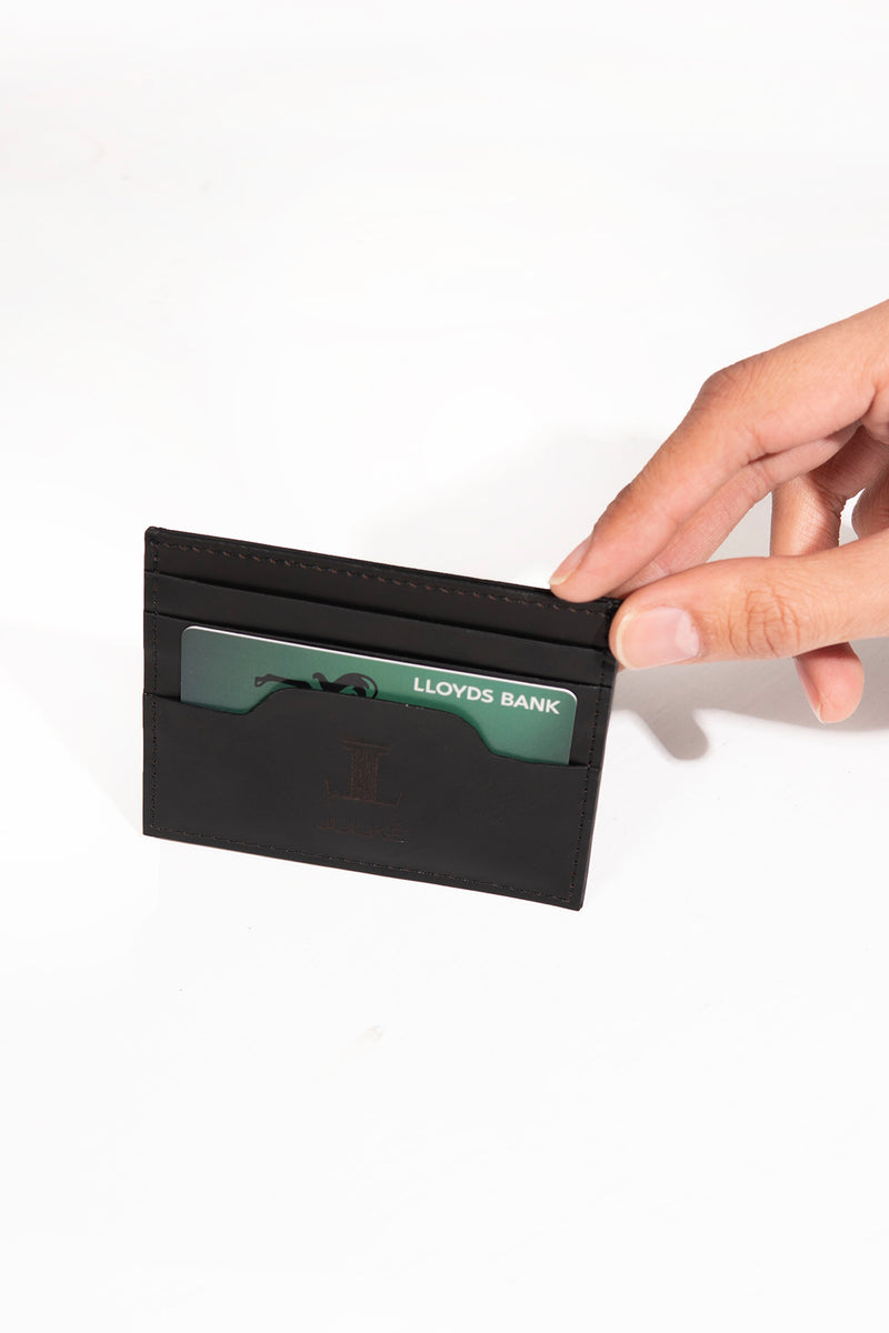 Mens leather card holder in black colour by JULKE