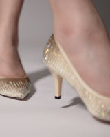 Women heels in gold colour with diamantes by JULKE