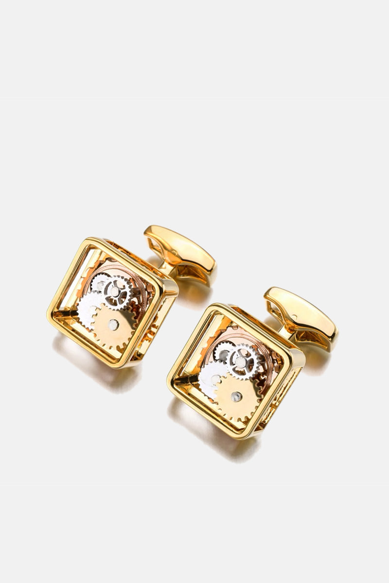 Mens metal cufflinks with moving gears in gold colour by JULKE