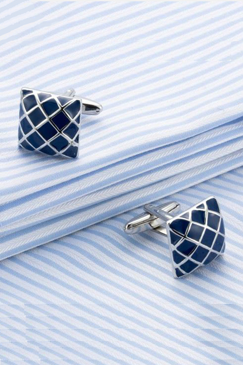 Mens metal cufflinks in blue & silver colour by JULKE