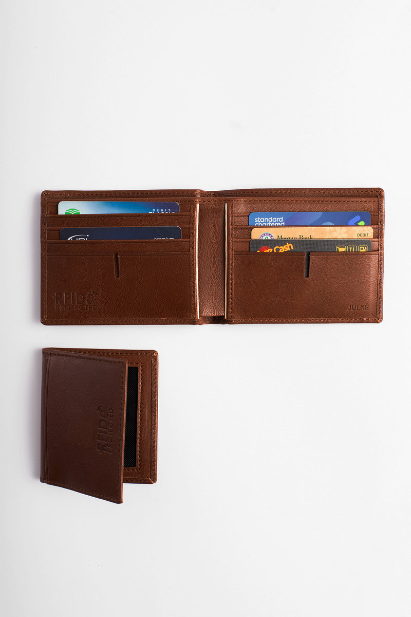 Mens original leather wallet in brown colour with extra card holder by JULKE