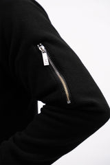 Mens winter polar fleece jacket with metal zipper in black colour by JULKE