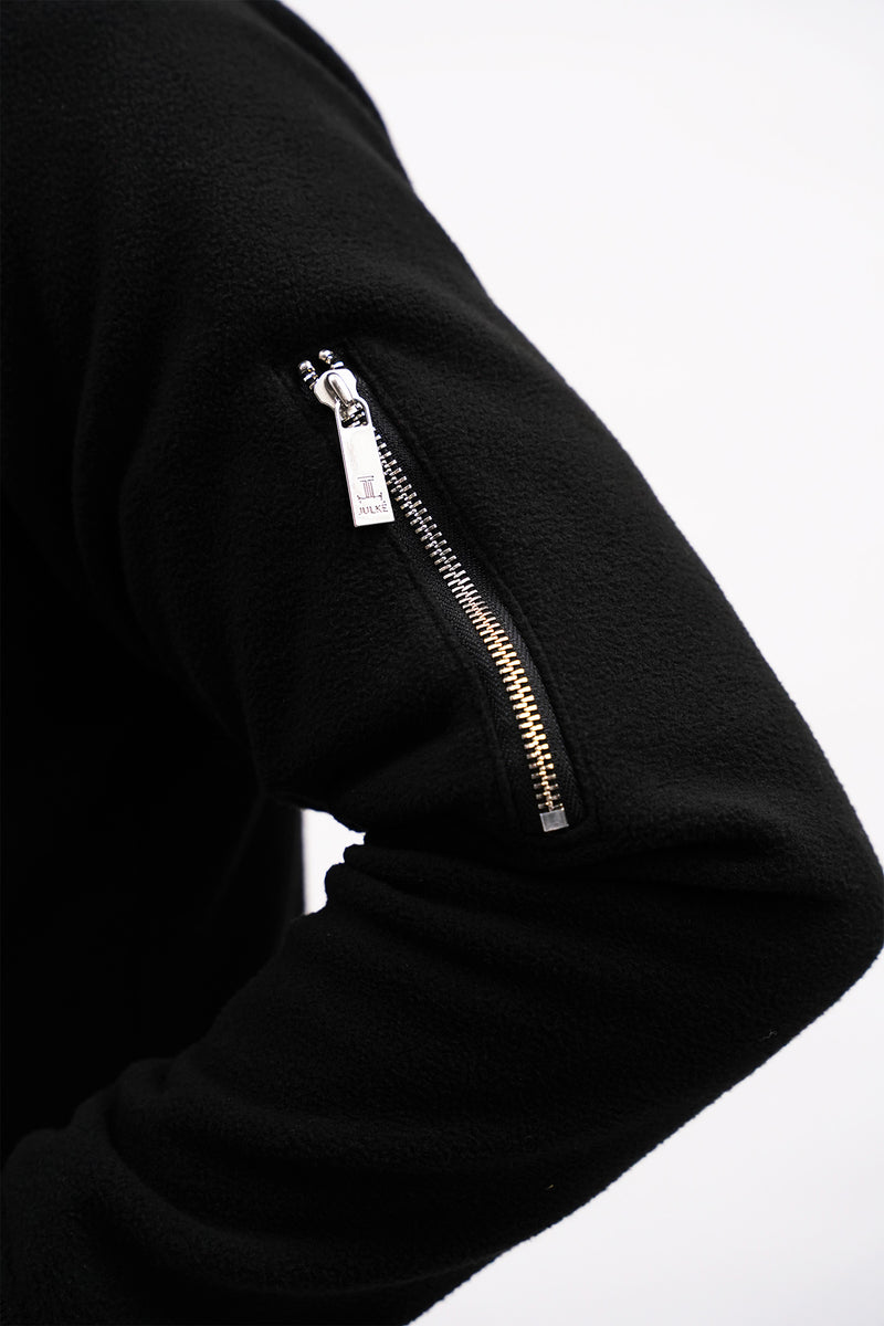 Long black fleece jacket online
