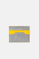 Mens original leather card holder in grey & yellow colour by JULKE