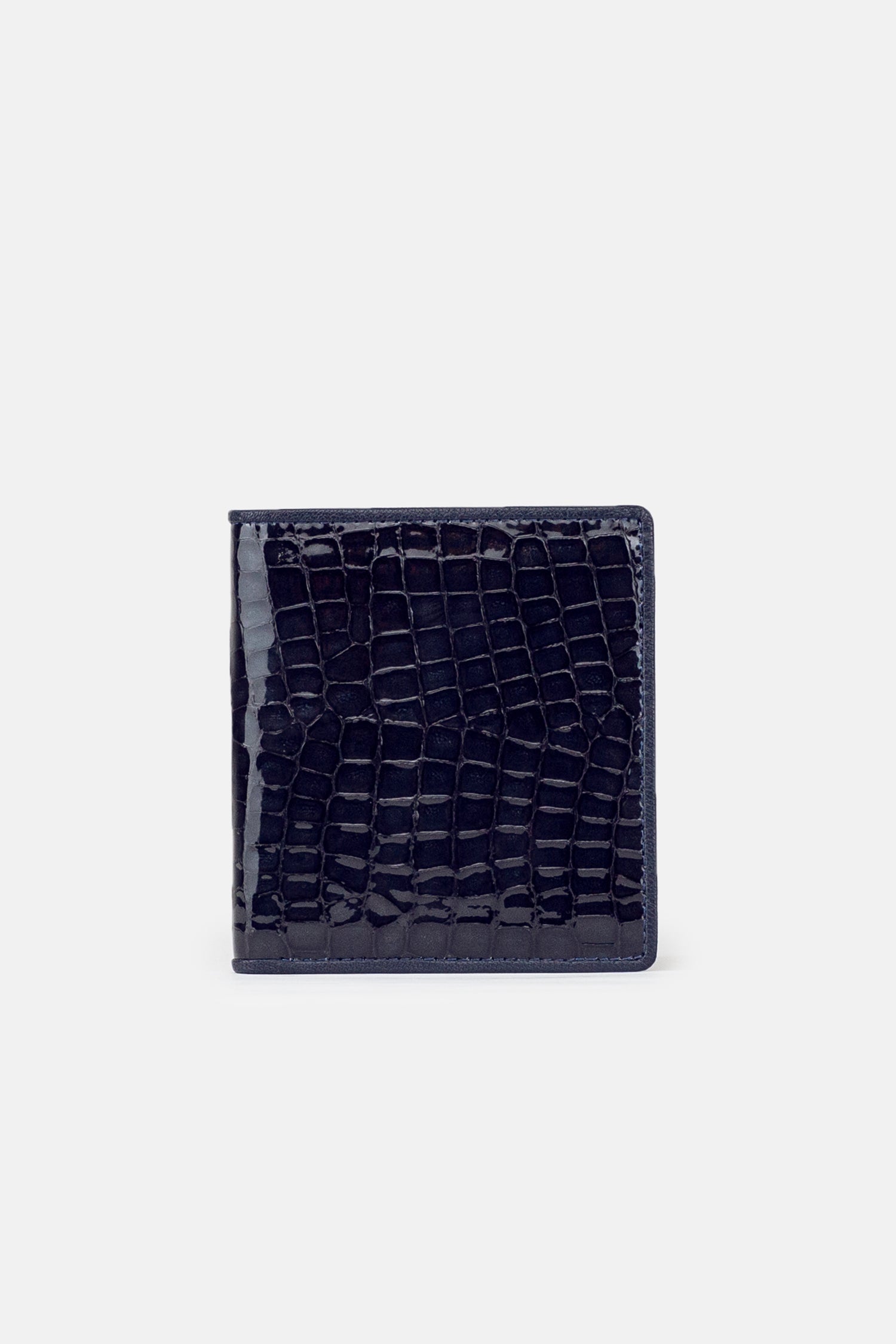 Mens original leather wallet with glossy crocodile texture in black colour by JULKE
