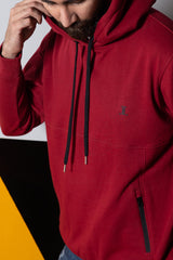 Mens winter hoodie in maroon colour with waterproof zip by JULKE