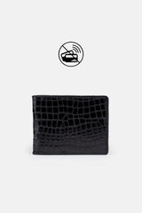Mens original leather wallet with crocodile texture in black colour by JULKE