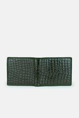 Mens original leather wallet with crocodile texture in green colour by JULKE