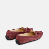 Womens winter moccasins velvet berry colour with chain and tassels by JULKE
