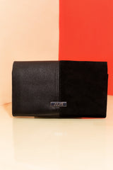 Womens leather long wallet in black colour with spacious design and pockets by JULKE