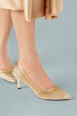 Women heels in gold colour with diamantes by JULKE