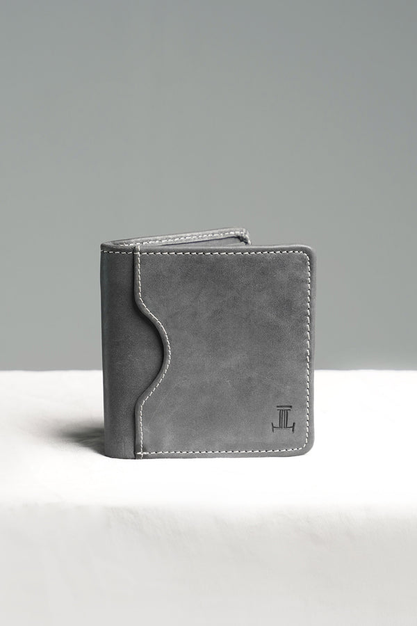 Mens  medium wallet in dark grey original leather by JULKE 