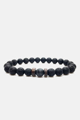 Mens flexible wristbadn with volcanic beads in black colour by JULKE
