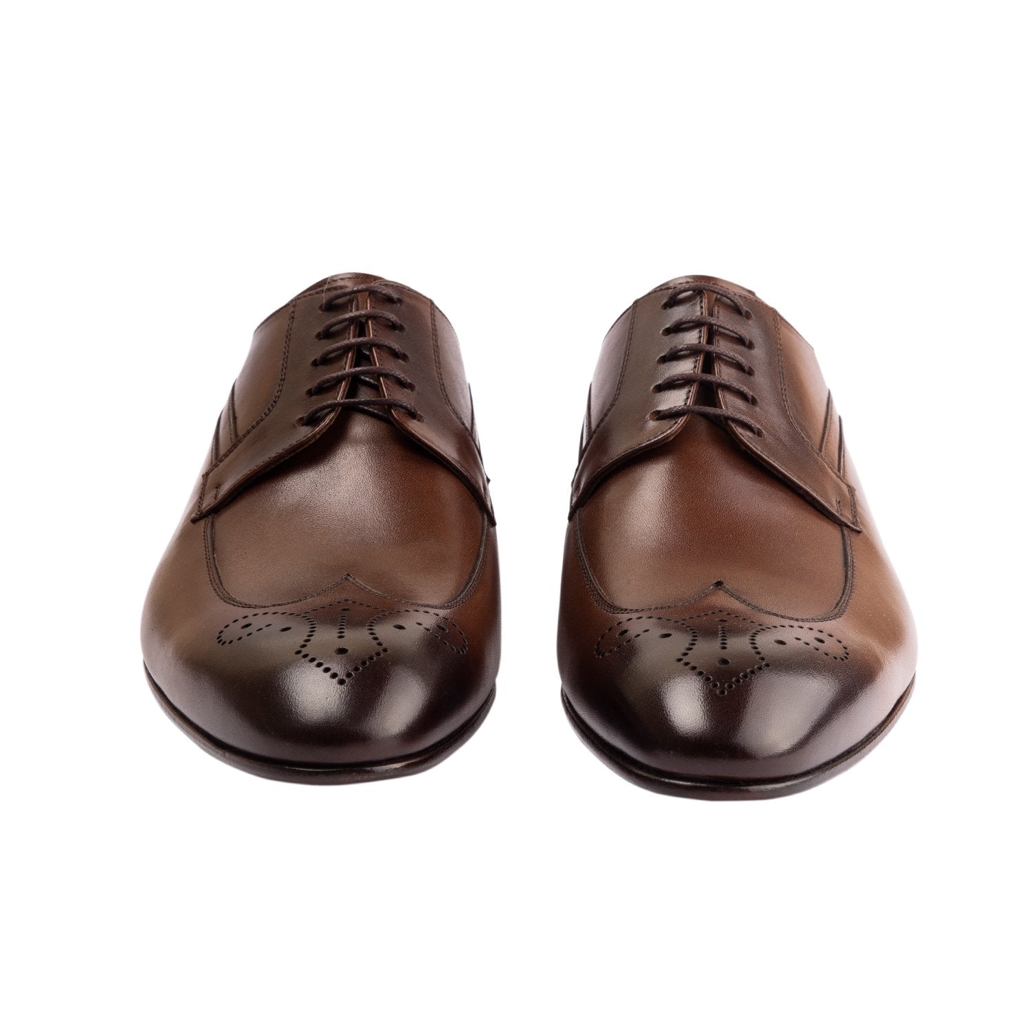 Mens leather shoes in brown colour with laces and brogue toe by JULKE.  