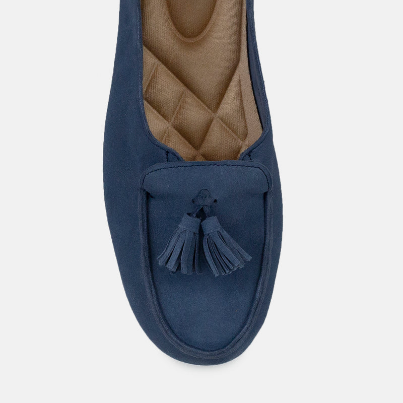 Womens winter moccasins in light blue with tassels by JULKE