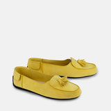 Womens winter moccasins in yellow with tassels by JULKE